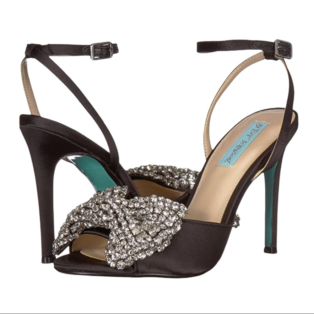 Betsey Johnson Heidi Black Satin Heel sz8.5 NIB
